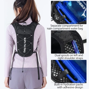 Ba lô dưỡng ẩm Newboler 5L cho xe đạp & chạy bộ – Bàng quang 2L, thoáng khí, thích hợp marathon, leo núi