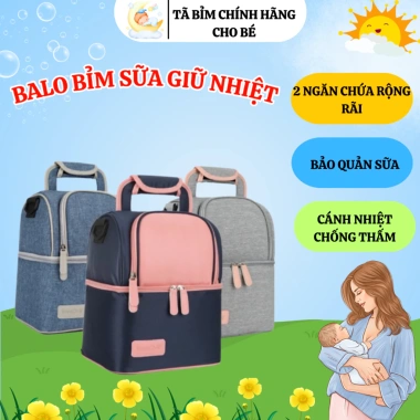 Ba lô giữ nhiệt Vcool 2 tầng - Đựng bỉm sữa, đồ chơi, picnic tiện lợi cho bé