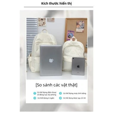 Ba lô học sinh trung học cơ sở phong cách lười Hàn Quốc, túi đi học đơn giản, nhỏ tươi mát, dung lượng lớn 8