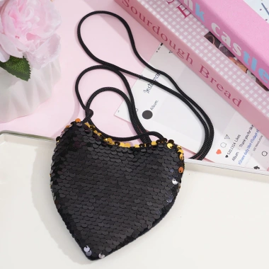 Ba lô khóa kéo sáng tạo cho bé gái - Thẻ lấp lánh, tiền xu, chữ khắc trái tim, túi đeo chéo đáng yêu 7
