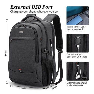 Ba lô laptop nam 17.3 inch dung lớn, cổng USB, chống thấm nước, chống mài mòn - Kinh doanh