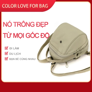 Ba lô Mini chống nước Tuslon – Đa năng 6 màu, nhiều túi, thiết kế Hàn Quốc dễ thương cho người đi làm 4