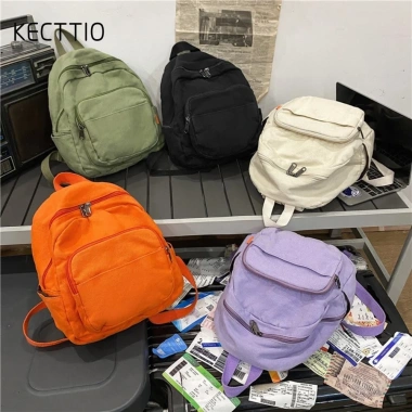 Ba lô mini nữ vải canvas phong cách Hàn Quốc, túi du lịch dây kéo màu trơn, giảm giá 229.716₫