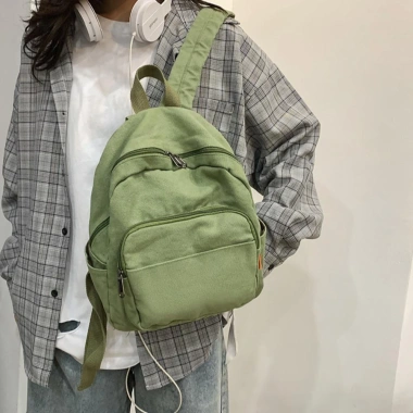 Ba lô mini nữ vải canvas phong cách Hàn Quốc, túi du lịch dây kéo màu trơn, giảm giá 229.716₫ 3