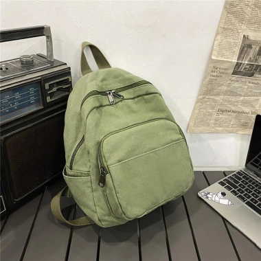 Ba lô mini nữ vải canvas phong cách Hàn Quốc, túi du lịch dây kéo màu trơn, giảm giá 229.716₫ 5