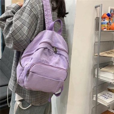 Ba lô mini nữ vải canvas phong cách Hàn Quốc, túi du lịch dây kéo màu trơn, giảm giá 229.716₫ 6