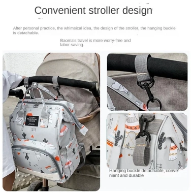 Ba lô MINLIA Mommy đa chức năng, dung tích lớn, chất liệu bền, túi cho con bú, thích hợp du lịch và ngoài trời