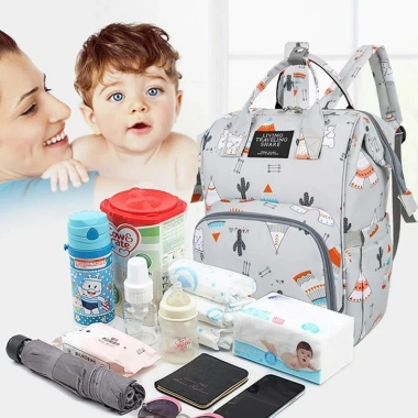 Ba lô MINLIA Mommy đa chức năng, dung tích lớn, chất liệu bền, túi cho con bú, thích hợp du lịch và ngoài trời