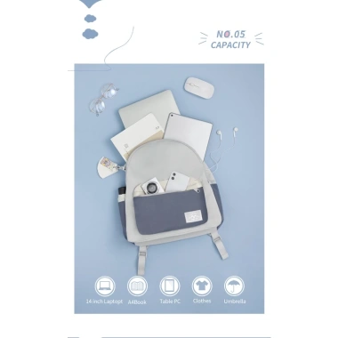 Ba lô Mr Ace Homme 2.163 Ash Blue - Sinh viên, túi laptop, 851.580₫