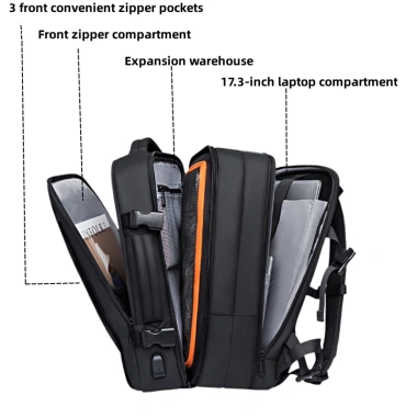 Ba lô nam Kabohut 17.3 inch mở rộng, dung tích lớn, chống nước, đa chức năng du lịch công sở