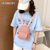 Ba lô nhỏ HOBBYIN Mini nhẹ màu trơn, vải nhung Dacron thời trang, du lịch - 122k