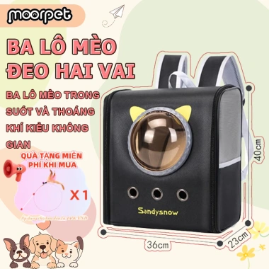 Ba lô thú cưng Moorpet trong suốt, thoáng khí, gập lại - Dùng cho mèo 10kg, chó 8kg, giảm còn 250k