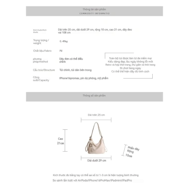 Ba lô Viellec Tote thời trang dung tích lớn, kiểu cổ điển, giá chỉ 595.577 VND 9