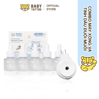 BABY TATTOA O2 Combo 1 Máy Xông + 5 Tinh Dầu Đuổi Muỗi Không Mù, Không Khói - Giá Ưu Đãi 590.000₫