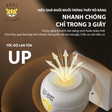 BABY TATTOA O2 Combo 1 Máy Xông + 5 Tinh Dầu Đuổi Muỗi Không Mù, Không Khói - Giá Ưu Đãi 590.000₫