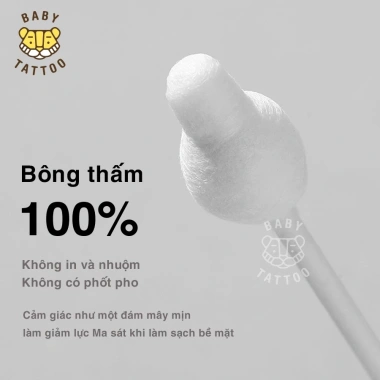 BABY TATTOO Bông Tăm Nụ Đầu To 55 cây cho Bé giá ưu đãi 50.000đ giảm 10.000đ 3