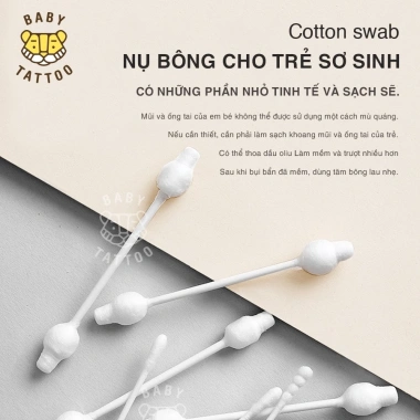 BABY TATTOO Bông Tăm Nụ Đầu To 55 cây cho Bé giá ưu đãi 50.000đ giảm 10.000đ 7