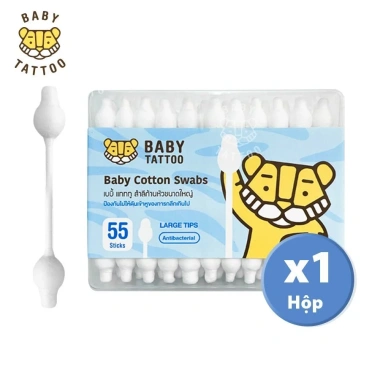 BABY TATTOO Bông Tăm Nụ Đầu To 55 cây cho Bé giá ưu đãi 50.000đ giảm 10.000đ 9