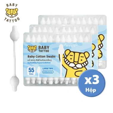 BABY TATTOO Bông Tăm Nụ Đầu To 55 cây cho Bé giá ưu đãi 50.000đ giảm 10.000đ 10