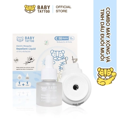 BABY TATTOO Combo Máy Xông Tinh Dầu Đuổi Muỗi Không Mù Không Khói - Giá 100k Giảm 20%
