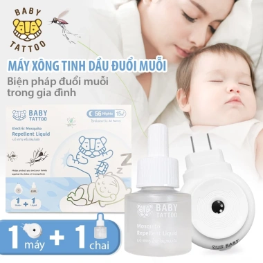 BABY TATTOO Combo Máy Xông Tinh Dầu Đuổi Muỗi Không Mù Không Khói - Giá 100k Giảm 20%