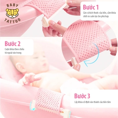 Baby Tattoo Đệm Lót Bồn Tắm Lưới Tôm Ong Khoa 5 Chiều – Bảo Vệ Cột Sống, 225.000₫ 4