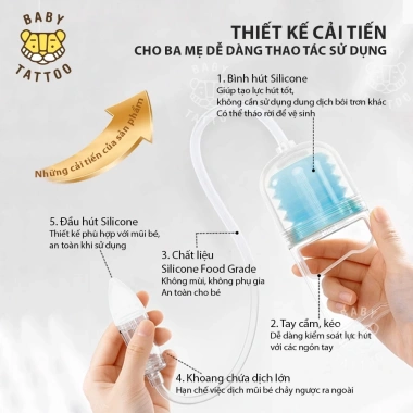 BABY TATTOO Dụng Cụ Hút Dịch Mũi Keo Tay Kiểm Soát Lực, Đầu Hũ Silicone Mềm An Toàn Cho Bé Giá ưu đãi 369.000₫ 6