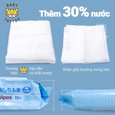 BABY TATTOO Khăn Giấy Ướt 30 Gói 80 Miếng Cao Cấp Không Mùi Ưu đãi 1.170.000 VND
