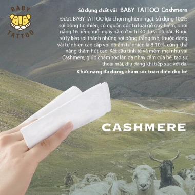 BABY TATTOO Khăn Giấy ướt Cashmere 100% Sợi Bông Tự Nhiên 90 miếng 99.000đ