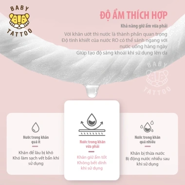 BABY TATTOO Khăn Giấy ướt Cashmere 100% Sợi Bông Tự Nhiên 90 miếng 99.000đ