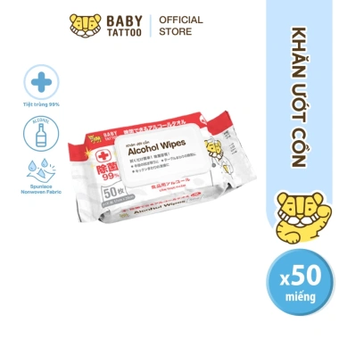 BABY TATTOO Khăn Giấy Ướt Côn 50 Tờ - Diệt Khuẩn, An Toàn Cho Bé, Giá 59.000 VND