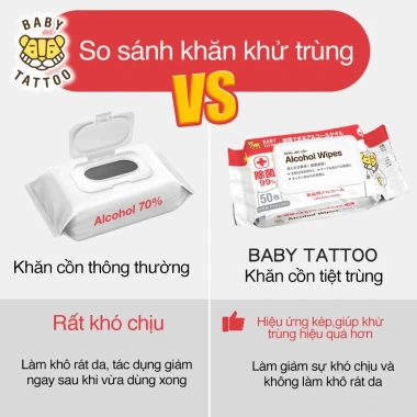 BABY TATTOO Khăn Giấy Ướt Côn 50 Tờ - Diệt Khuẩn, An Toàn Cho Bé, Giá 59.000 VND 7 BABY TATTOO Khăn Giấy Ướt Côn 50 Tờ - Diệt Khuẩn, An Toàn Cho Bé, Giá 59.000 VND 7