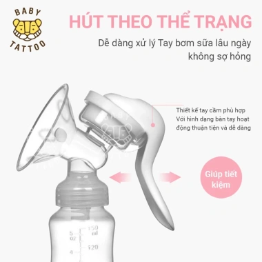 BABY TATTOO Máy Hút Sữa Cầm Tay + Bình Sữa 2 trong 1 - An toàn, Không Đau Rát, Kích Sữa Nhanh - Giá 325.000₫