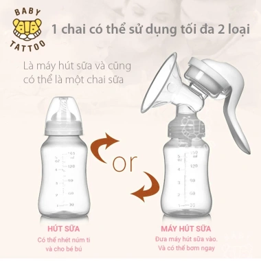 BABY TATTOO Máy Hút Sữa Cầm Tay + Bình Sữa 2 trong 1 - An toàn, Không Đau Rát, Kích Sữa Nhanh - Giá 325.000₫ 5 BABY TATTOO Máy Hút Sữa Cầm Tay + Bình Sữa 2 trong 1 - An toàn, Không Đau Rát, Kích Sữa Nhanh - Giá 325.000₫ 5