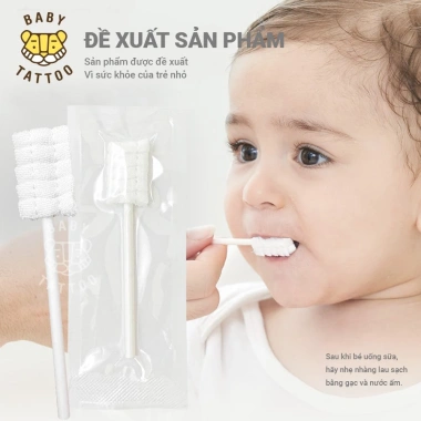 BABY TATTOO Que Rơ Làm Sạch Lưỡi 3D Lượn Sóng Cho Bé - Hộp 15 Que Giá 86.000₫