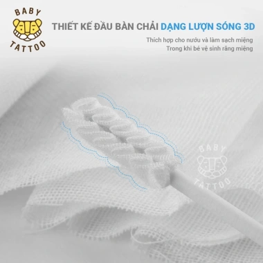 BABY TATTOO Que Rơ Làm Sạch Lưỡi 3D Lượn Sóng Cho Bé - Hộp 15 Que Giá 86.000₫