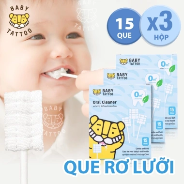 BABY TATTOO Que Rơ Làm Sạch Lưỡi 3D Lượn Sóng Cho Bé - Hộp 15 Que Giá 86.000₫ 10 BABY TATTOO Que Rơ Làm Sạch Lưỡi 3D Lượn Sóng Cho Bé - Hộp 15 Que Giá 86.000₫ 10