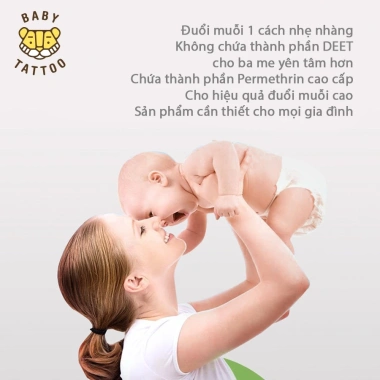 BABY TATTOO Tinh Dầu Đuổi Muỗi Không Khói Không Mùi Bé Chống Muỗi Tuyệt Đối 2