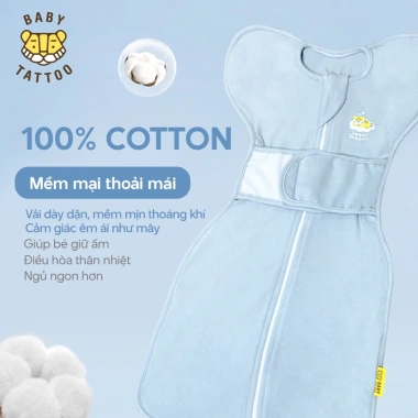BABY TATTOO Túi Ngủ Nhộng Chũn 0-2 tuổi ủ Kén Dây Ngủ Chống Giật Mình 1.09 Triệu