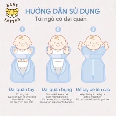BABY TATTOO Túi Ngủ Nhộng Chũn 0-2 tuổi ủ Kén Dây Ngủ Chống Giật Mình 1.09 Triệu
