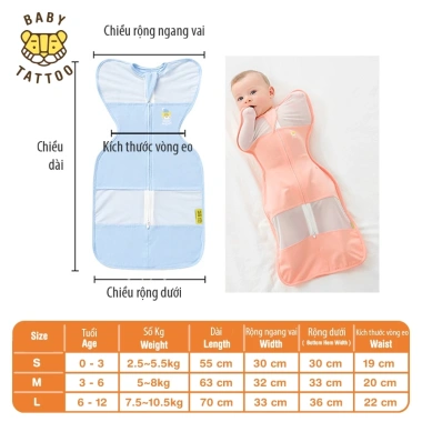 BABY TATTOO Túi Nhộng Chũn ủ Ké Vải Thoáng Khí bé 0-12 Tháng - 690.000₫