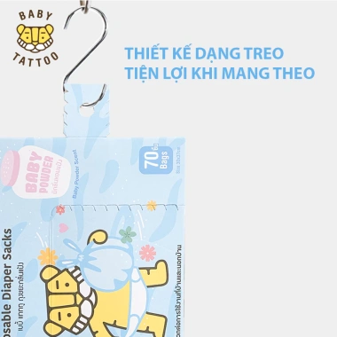 BABY TATTOO Túi Rác Đứng Tã Bím Hương Phấn Thơm - Hộp 70 Túi Giá 125.000₫