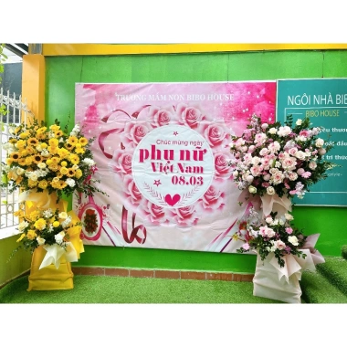 Backdrop chụp ảnh Quốc Tế Phụ Nữ 8/3 cỡ lớn - In bạt chống nước, giảm còn 160k