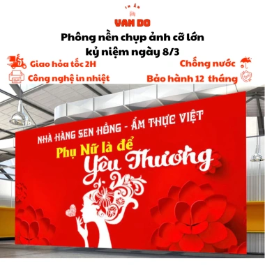 Backdrop chụp ảnh Quốc Tế Phụ Nữ 8/3 cỡ lớn - In bạt chống nước, giảm còn 160k 4 Backdrop chụp ảnh Quốc Tế Phụ Nữ 8/3 cỡ lớn - In bạt chống nước, giảm còn 160k 4