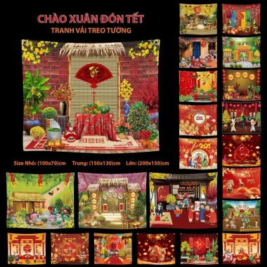 Backdrop Tết 2.026 - Phông nền trang trí, tranh vải treo tường, chỉ 75.000 VNĐ