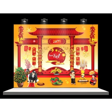 Backdrop Tết 2.026 - Phông nền trang trí, tranh vải treo tường, chỉ 75.000 VNĐ
