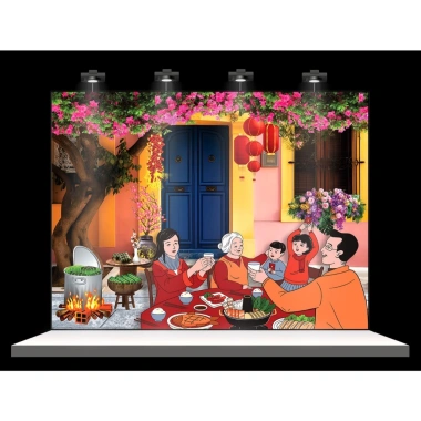 Backdrop Tết 2.026 - Phông nền trang trí, tranh vải treo tường, chỉ 75.000 VNĐ