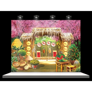 Backdrop Tết 2.026 - Phông nền trang trí, tranh vải treo tường, chỉ 75.000 VNĐ