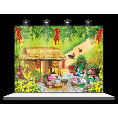 Backdrop Tết 2.026 - Phông nền trang trí, tranh vải treo tường, chỉ 75.000 VNĐ