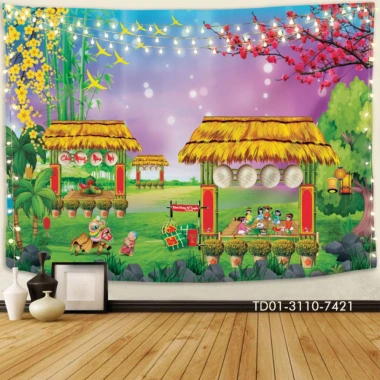 Backdrop Tết 2.026 - Tranh vải chúc mừng năm mới, không gian sự kiện rộn ràng, chỉ 85.000₫